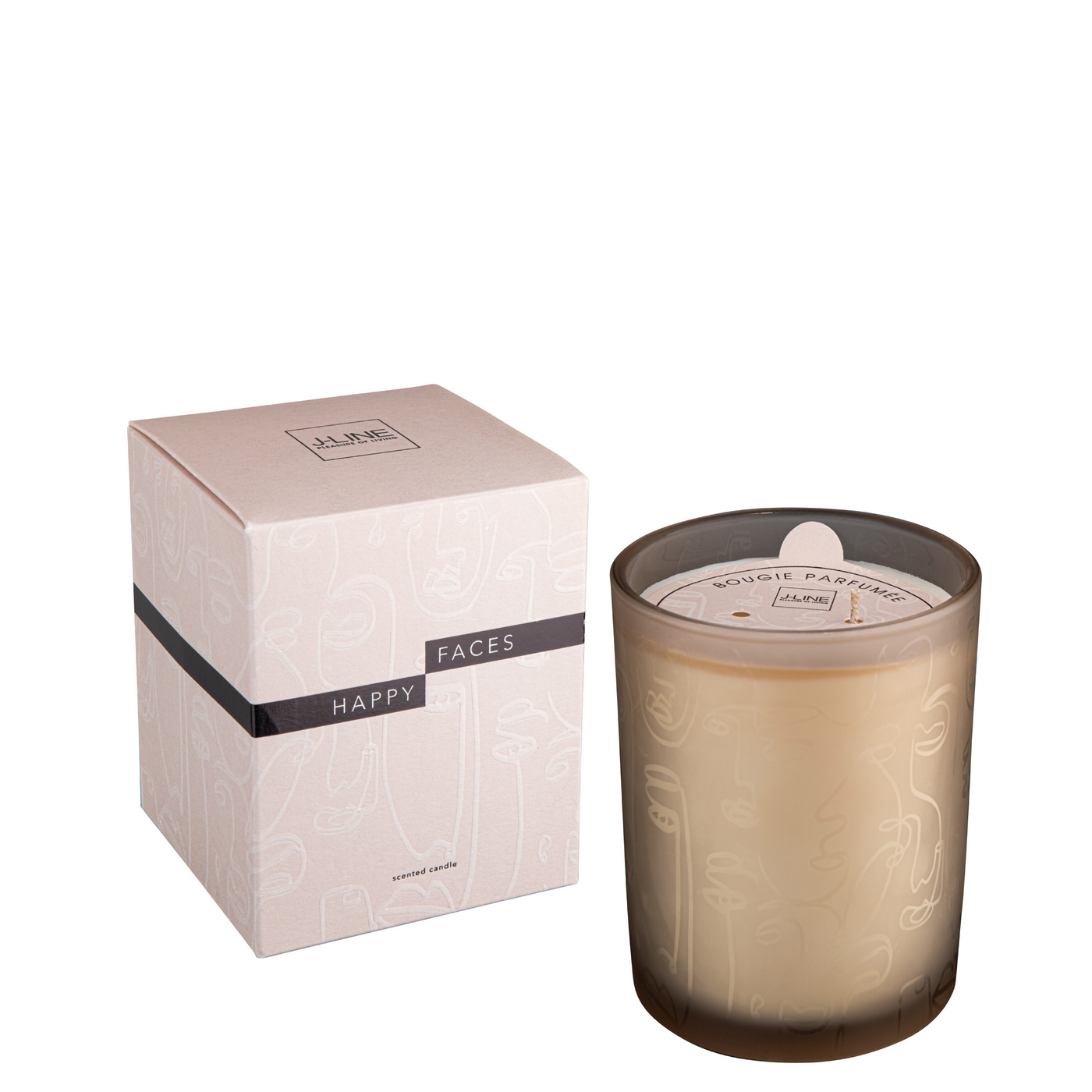 SCENTED CANDLE HAPPY FACES BEIGE LARGE-70U