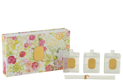 BOX 3 SCENTED OIL HAPPINESS BLOOMS MIMOSA & ROSE WHITE