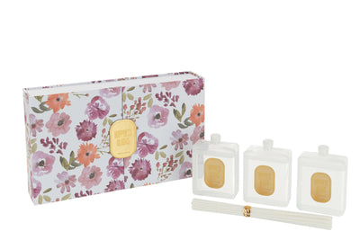 BOX 3 SCENTED OIL+STICKS HAPPINESS BLOOMS WHITE