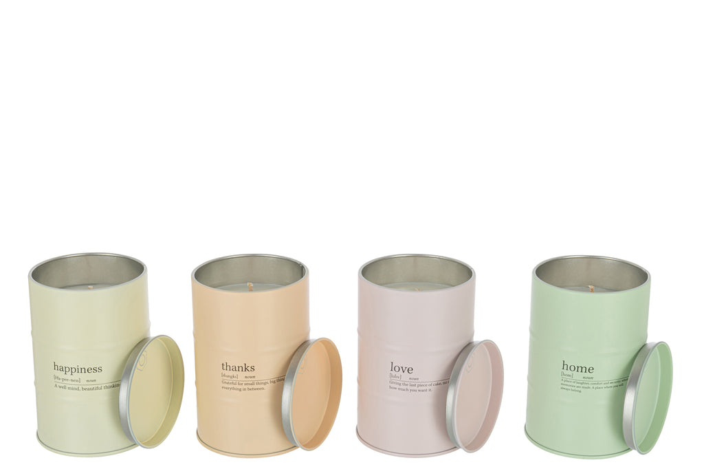 Candle Home Quote English-French Pastel 55-H Assortment Of 4