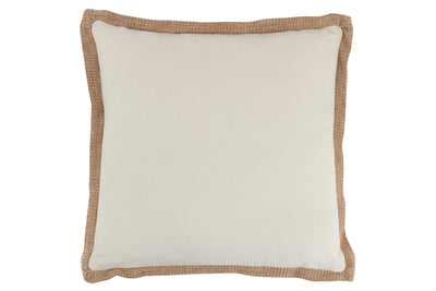 CUSHION BORDER WOVEN SQUARE POLYESTER BEIGE