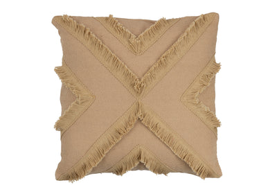 CUSHION CROSS SQUARE POLYESTER BEIGE