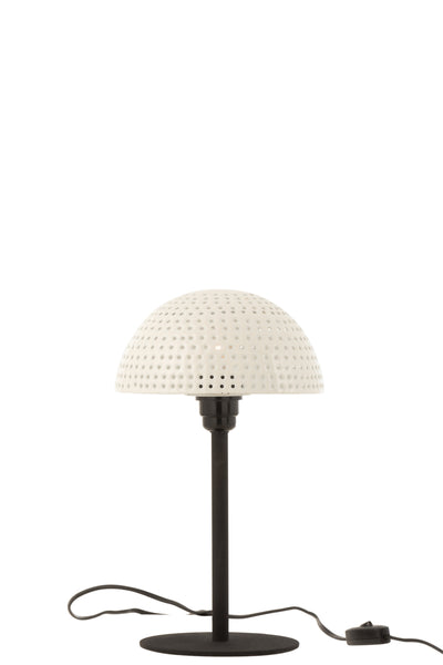 TABLE LAMP MUSHROOM DOTS METAL SHINING WHITE/BLACK SMALL