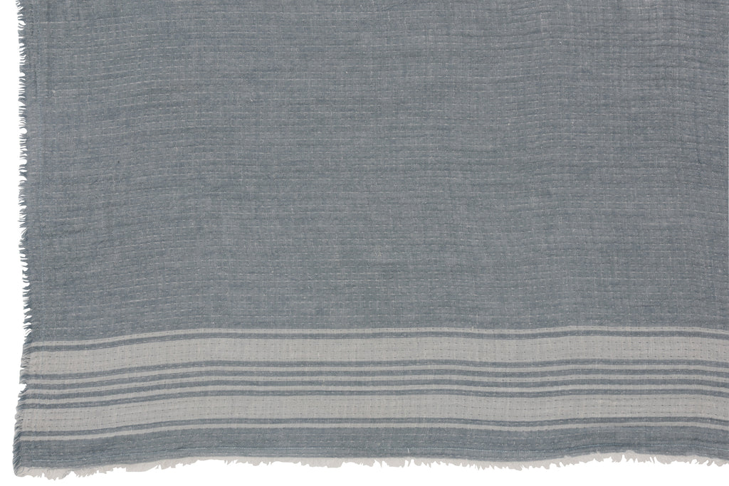 Plaid Irregular Stripes Cotton Blue/White