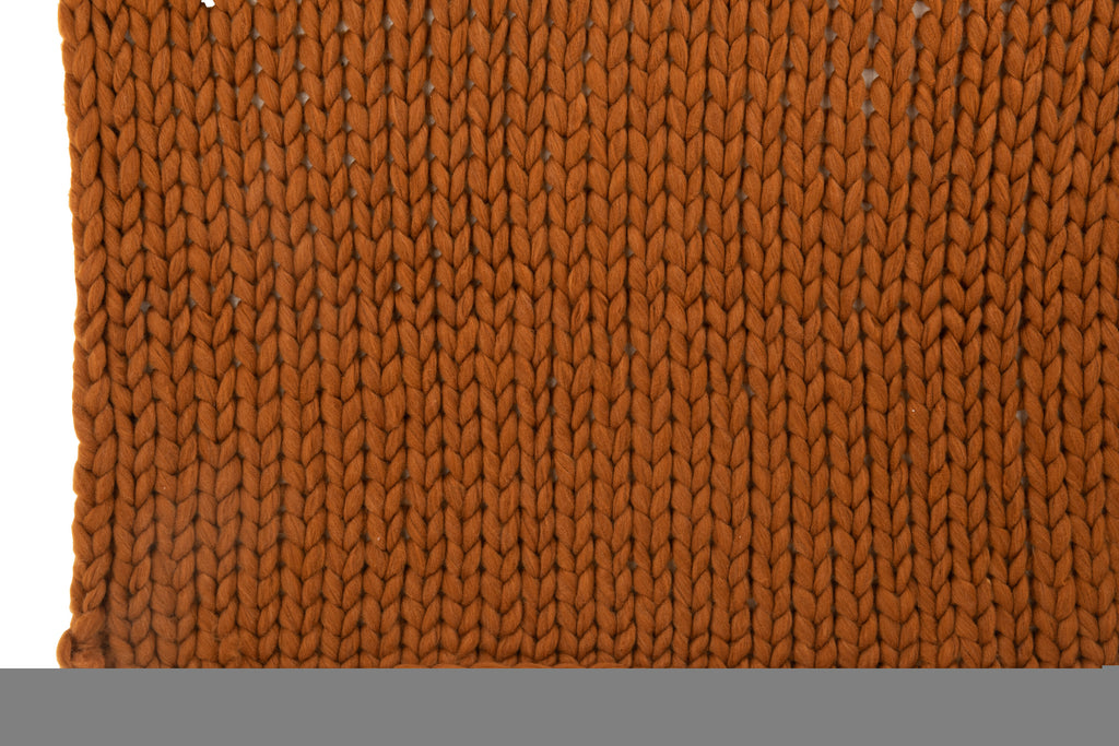 Plaid Knitted Acrylic Orange Brown