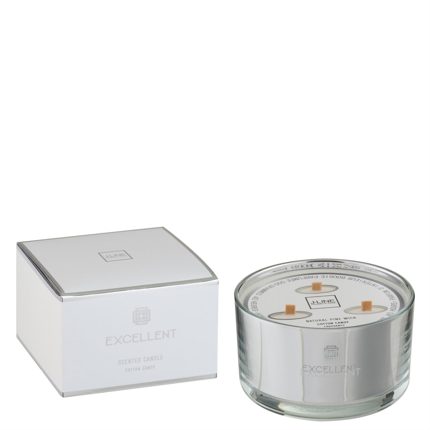 SCENTED CANDLE EXCELLENT COTTON CANDY SILVER LARGE-40HOURS