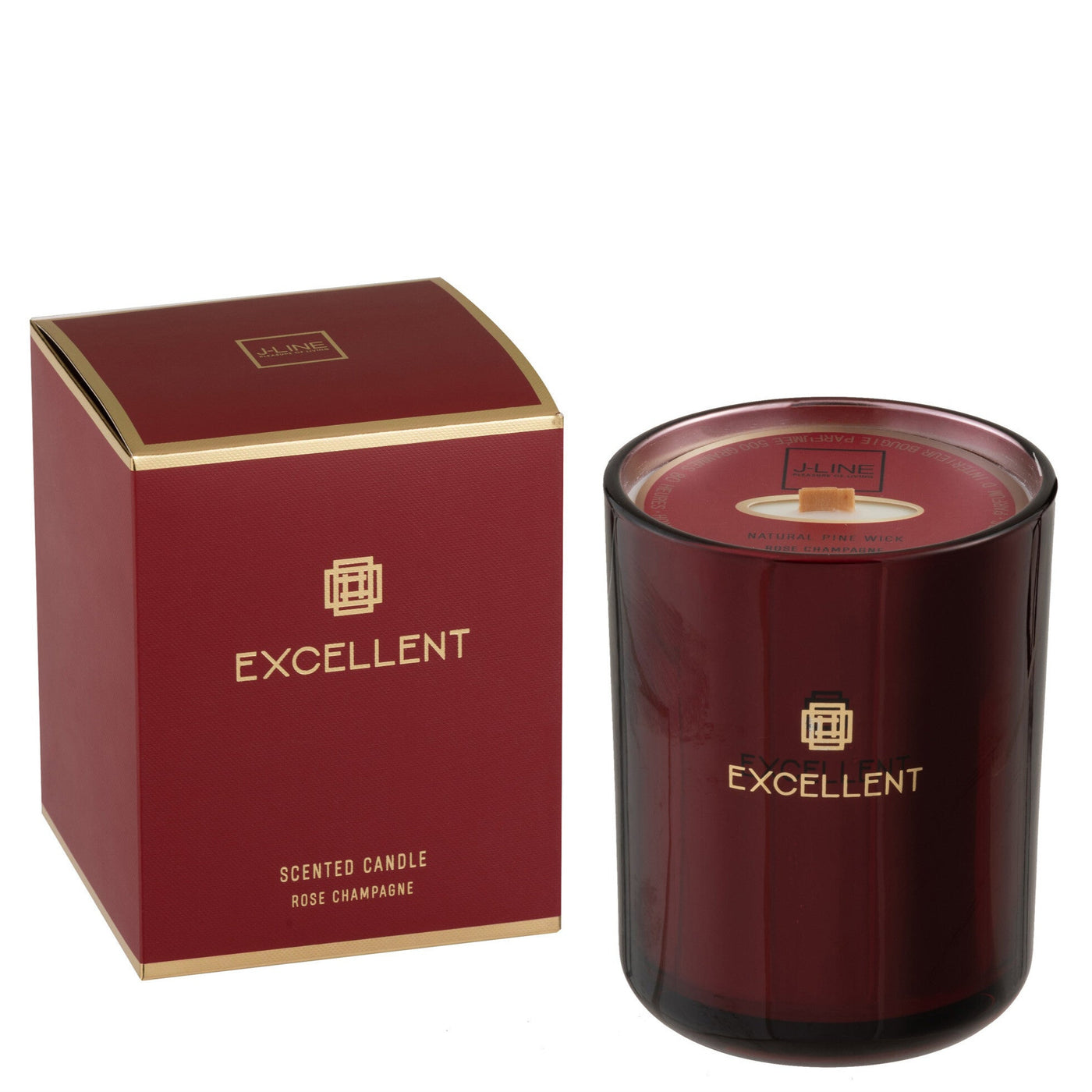 SCENTED CANDLE EXCELLENT ROSE CHAMPAGNE RED MEDIUM-80HOURS
