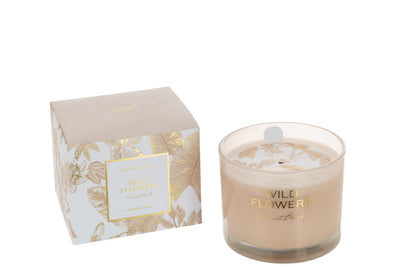 SCENTED CANDLE WILD FLOWERS BEIGE SMALL-30U