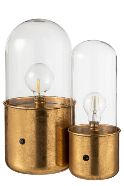 TABLE LAMP ANTIQUE LED GLASS/ZINC GOLD LARGE