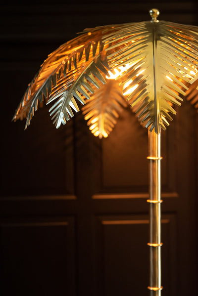 TABLE LAMP COCONUT LEAVES STEEL GOLD