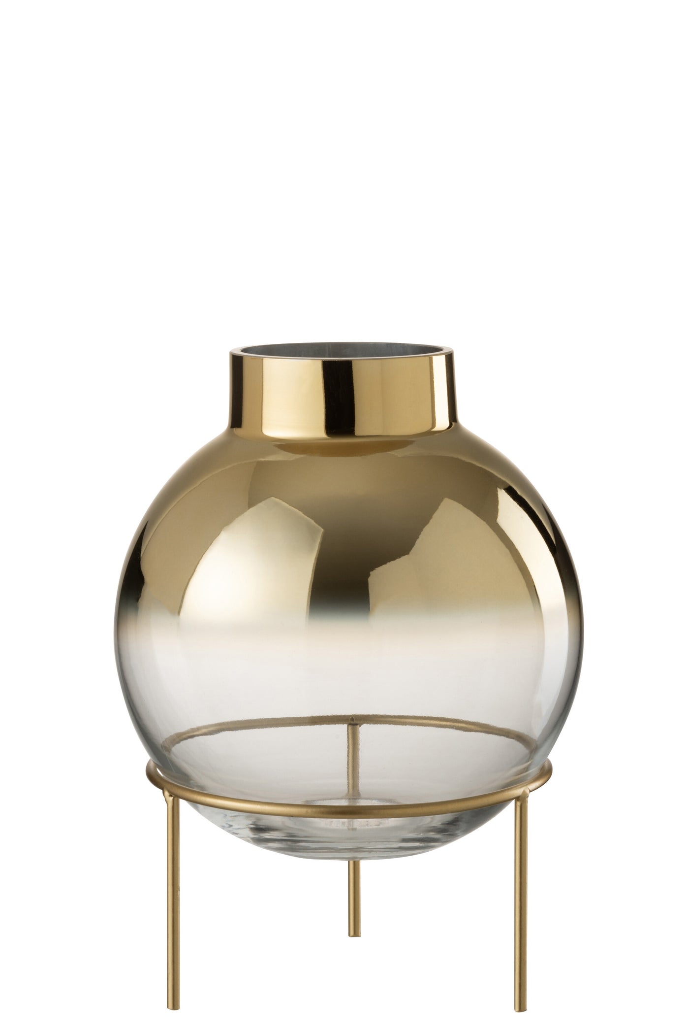 VASE BALL ON FOOT GLASS GOLD/TRANSPARENT