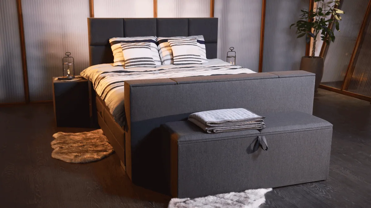 Boxspring Isabella ecru – zijaanzicht