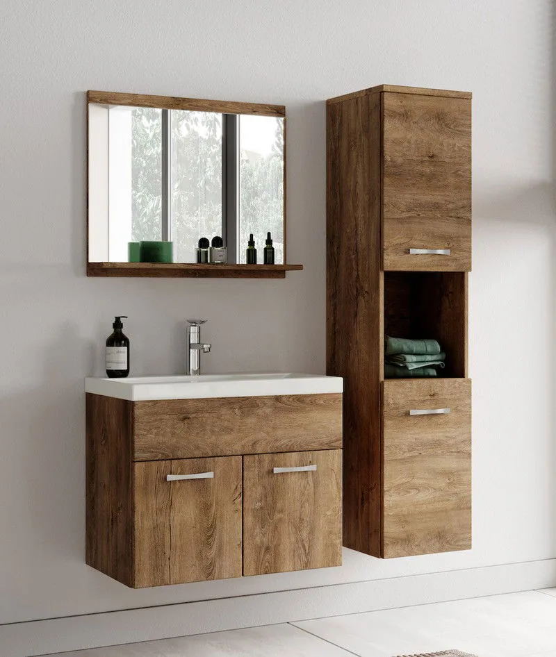 Design badkamerkast – bruin – zijaanzicht
