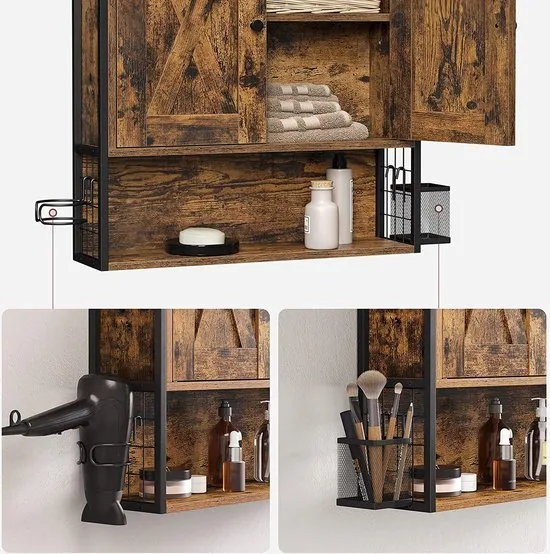 Design badkamerkast – bruin – achteraanzicht