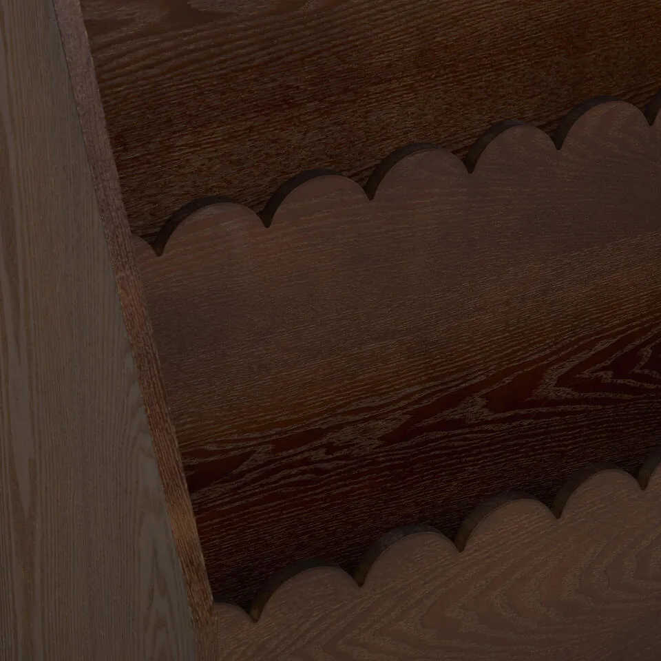Detail van de golvende planken en houtnerf