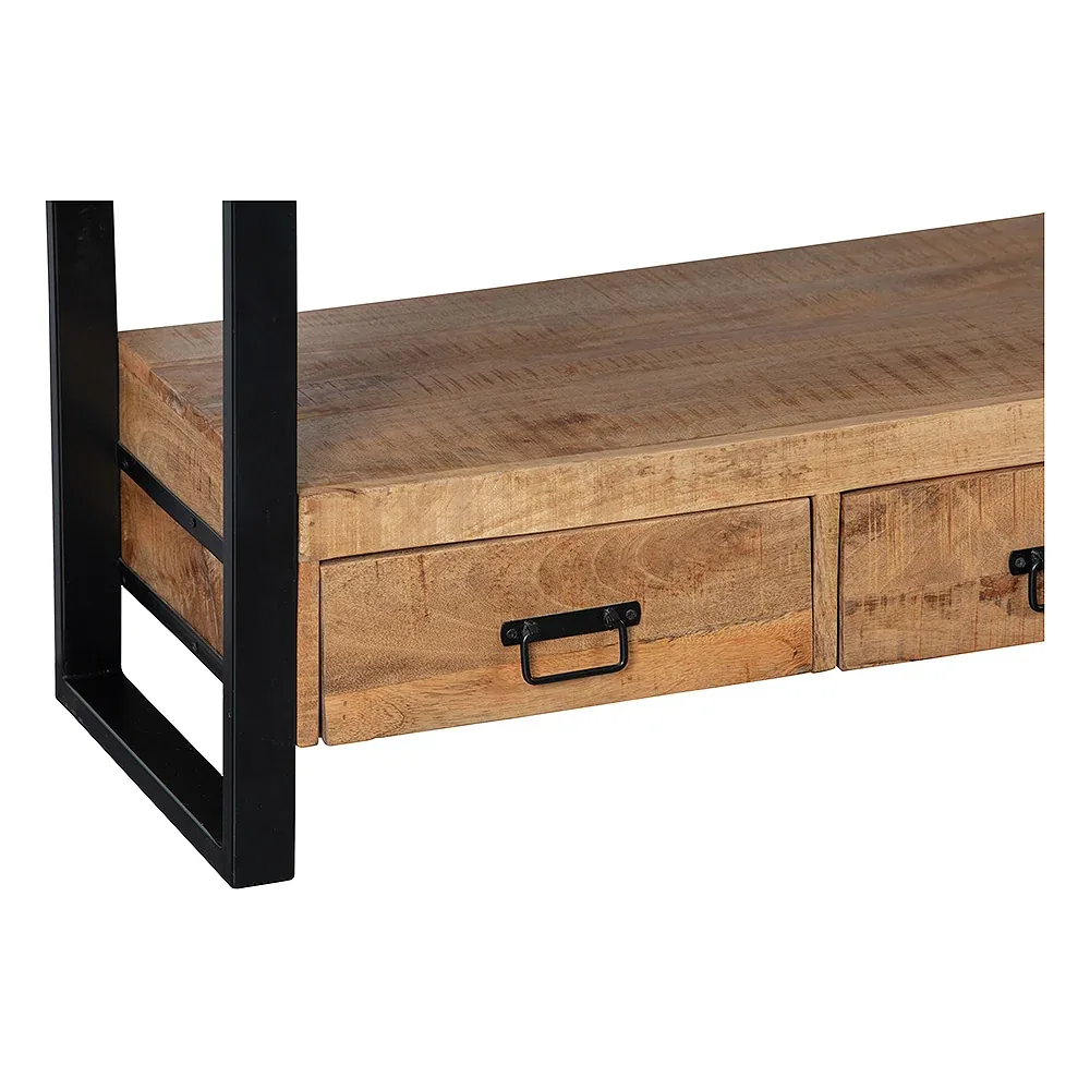 Britt tv-meubel – detail van de lades en het stalen frame