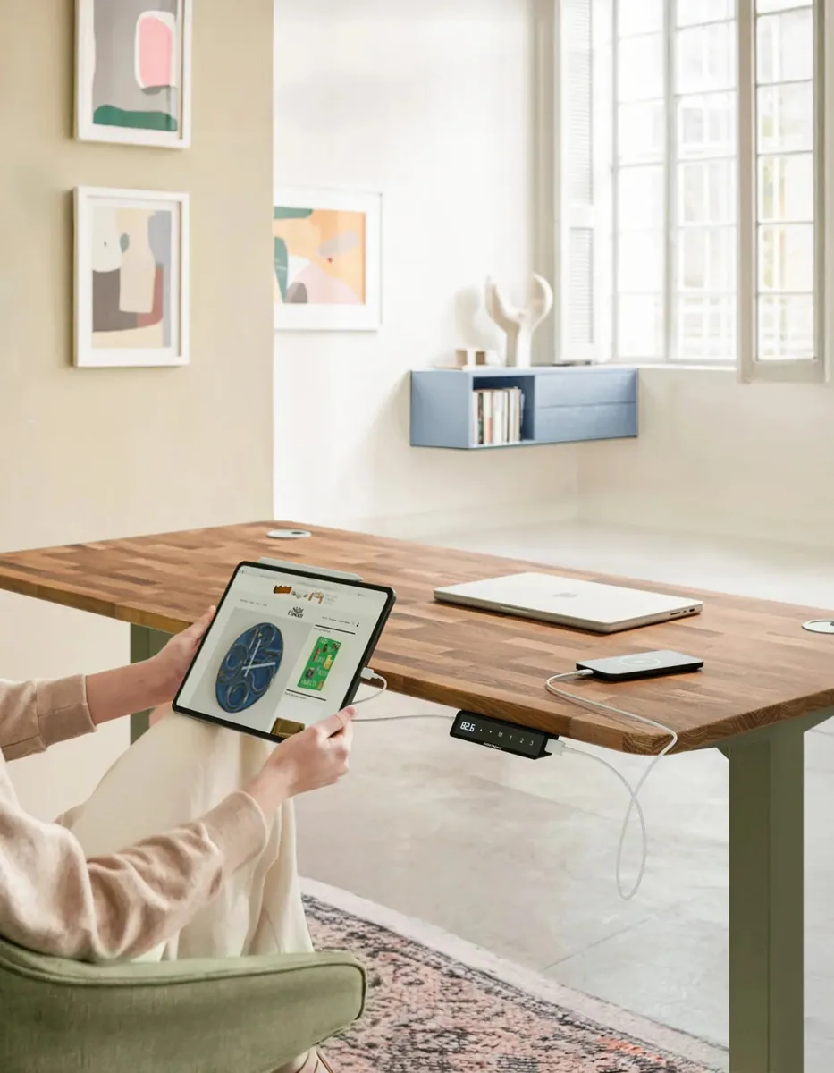 HomeOne zit-sta bureau olijfgroen – detail