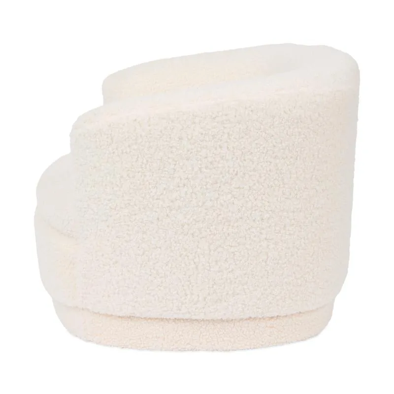 Bouclé kinderfauteuil wit, zijaanzicht