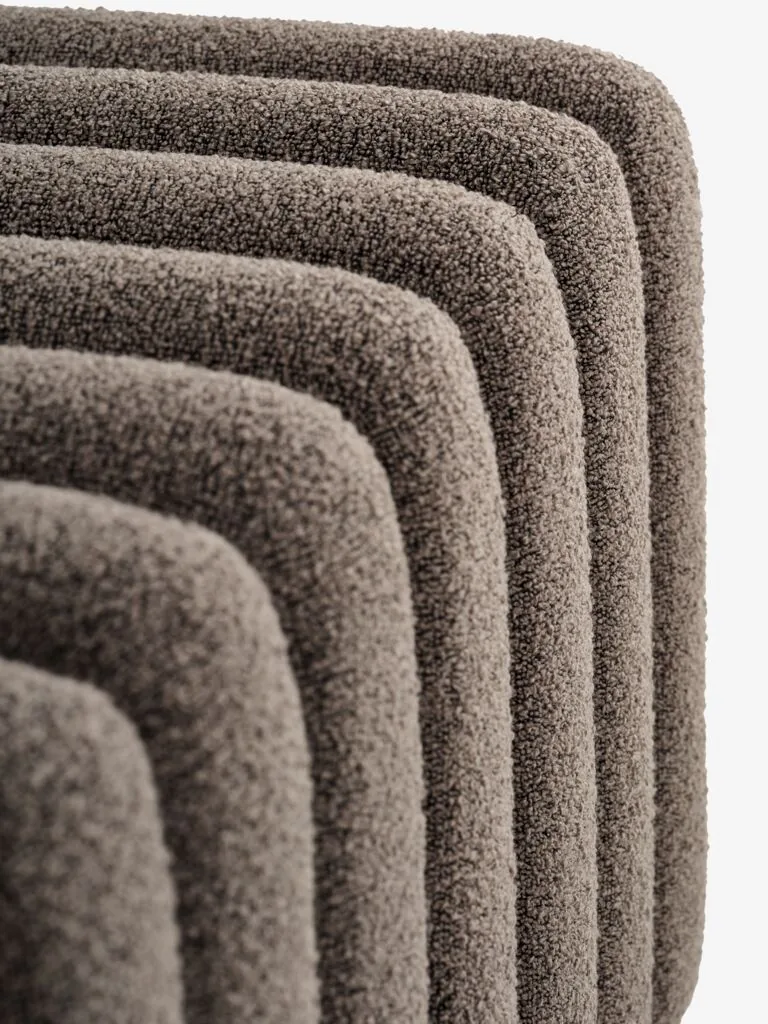 Detail van de geribbelde bekleding