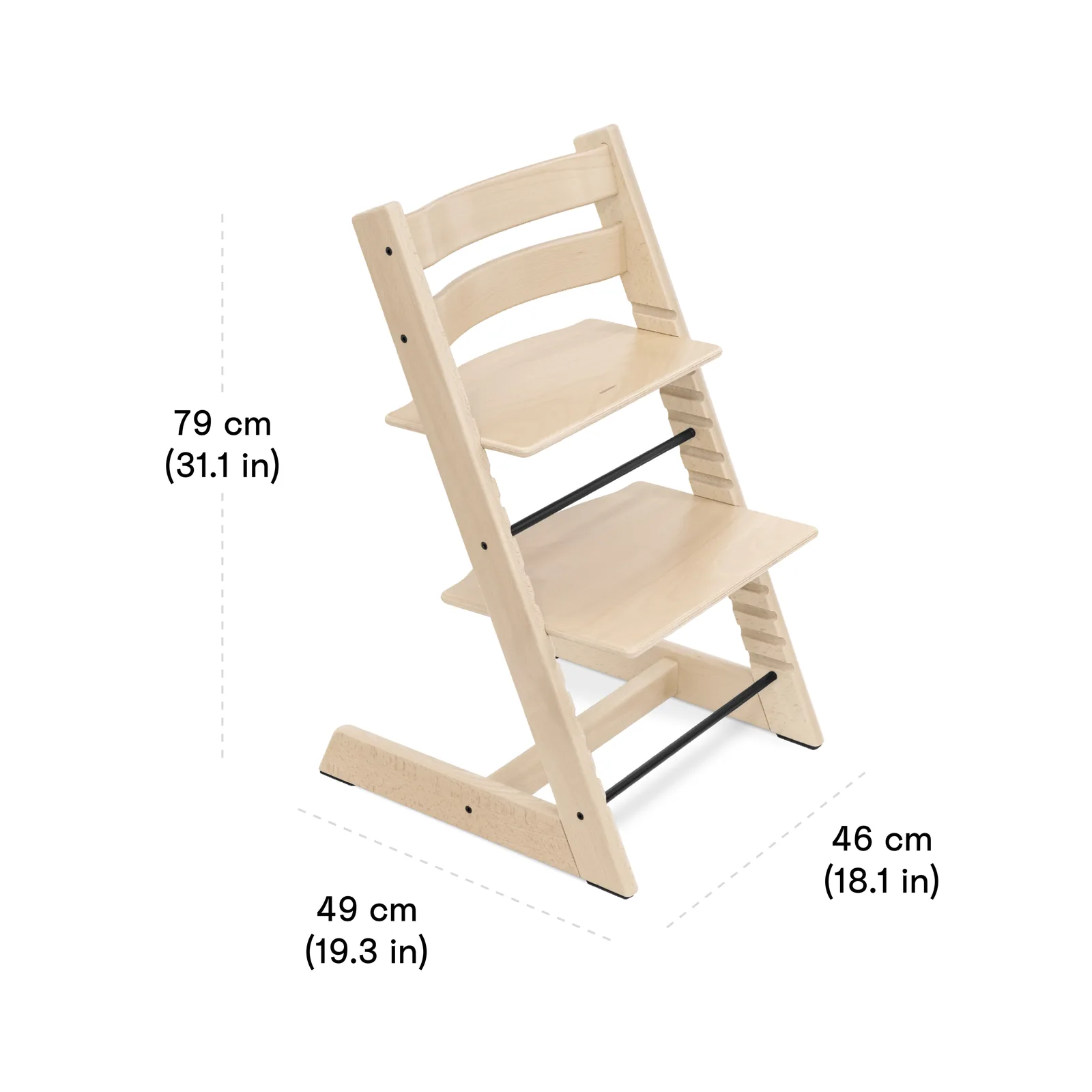 Stokke Tripp Trapp naturel – afmetingen 79 × 49 × 46 cm