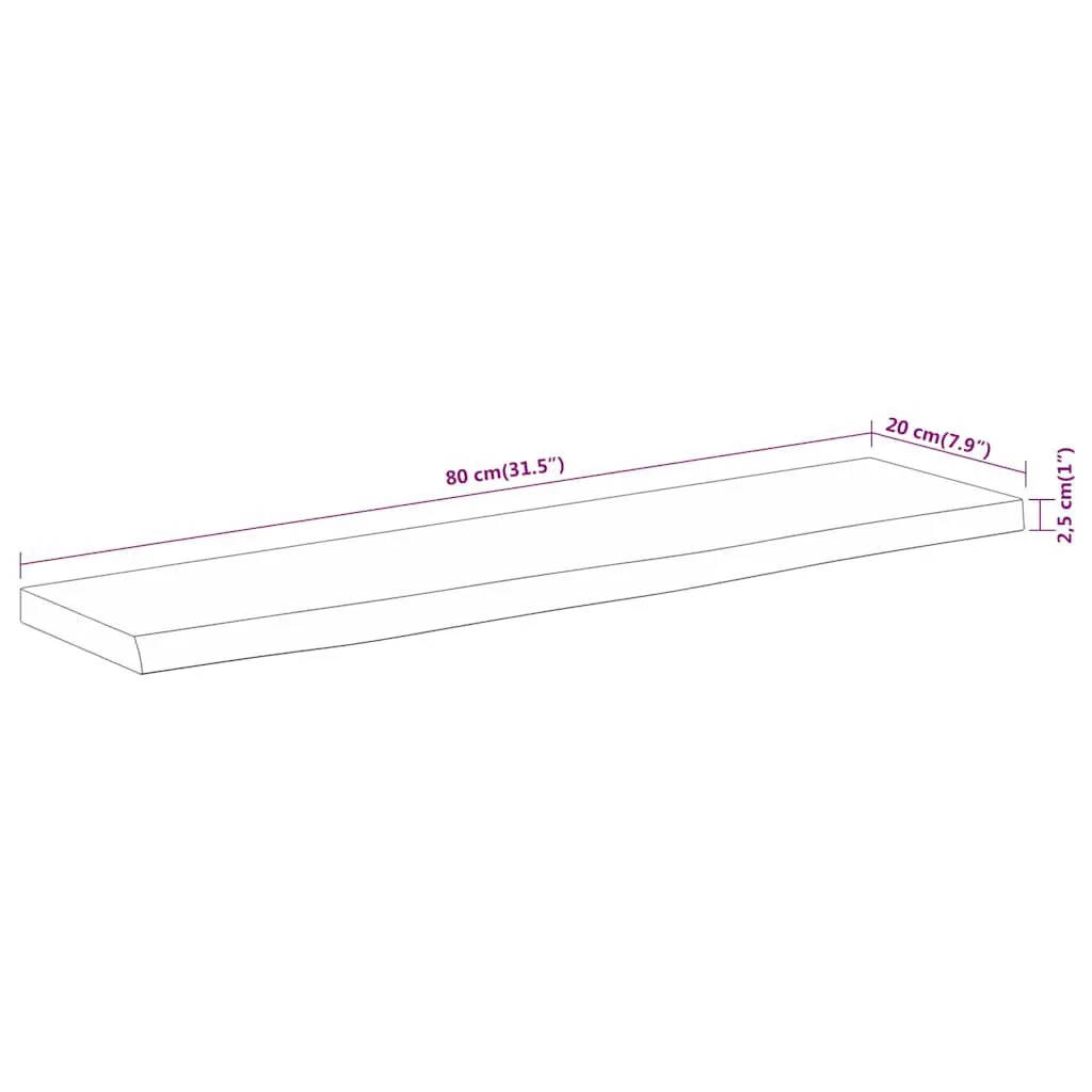 Afmetingen wandplank: 80 x 20 x 2,5 cm