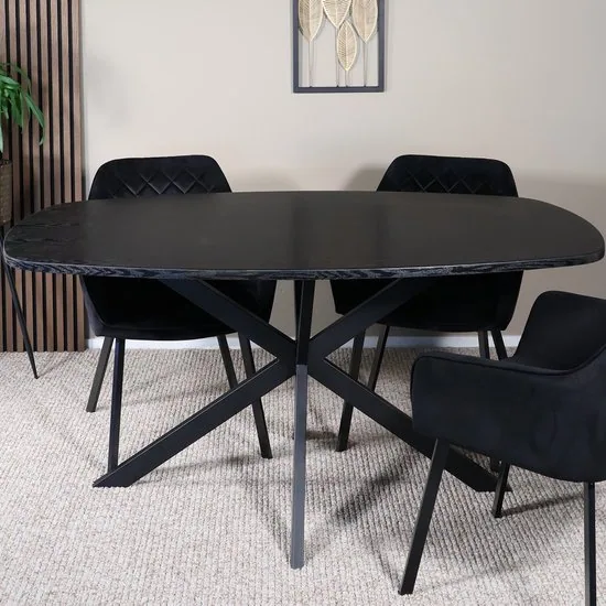 Saga ovale eettafel zwart – detail