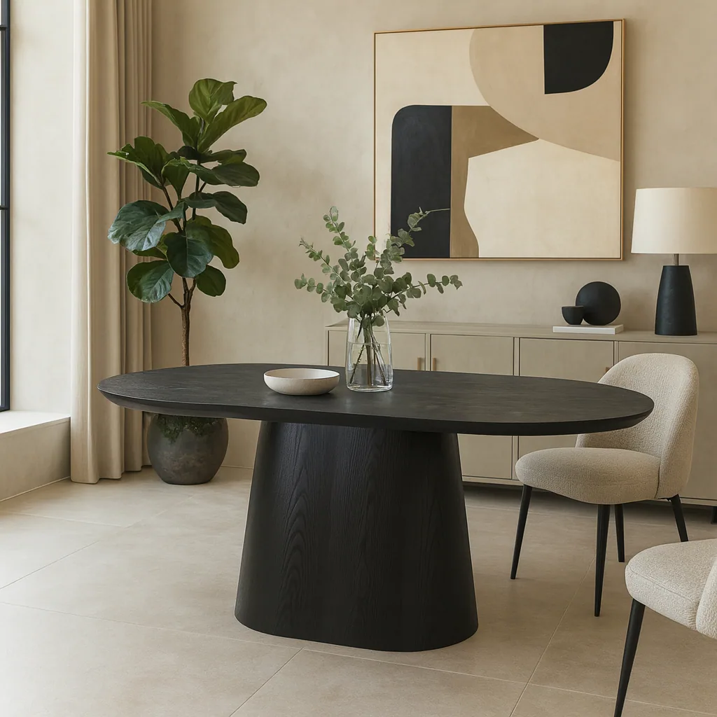 Saga ovale eettafel zwart – zijaanzicht